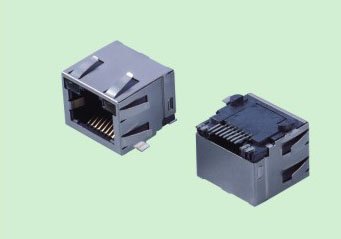 RJ45 JACK插座TAB UP 15.5 SMT贴带屏蔽弹片带LED灯网络接口