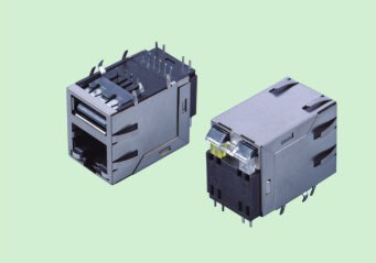 RU117-A RJ45+单层USB2.0带弹带灯100兆