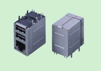 RU007-1 RJ45+双层USB2.0带灯