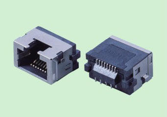 RJ45连接器TAB UP 沉板6.6 DIP带屏蔽壳网络插座