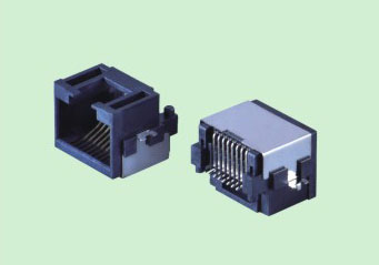 RJ45网络插座TAB DOWN沉板6.8 SMT贴板带屏蔽壳连接器