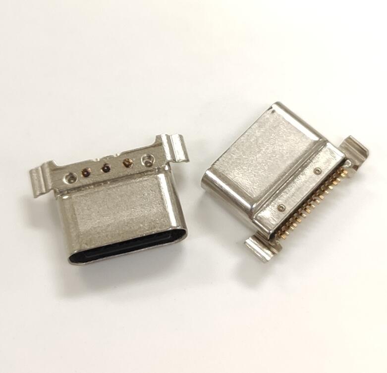 TYPE C 16P防水母座 沉板SMT后两脚插板 单排针 拉伸壳