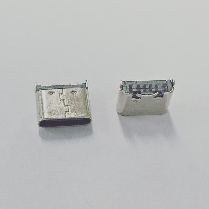 TYPE-C母座6P立式插板DIP  L=6.8MM