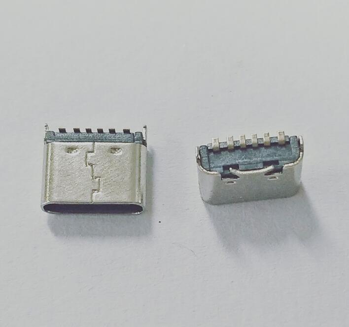 TYPE-C母座6P立式贴板SMT  L=6.8MM