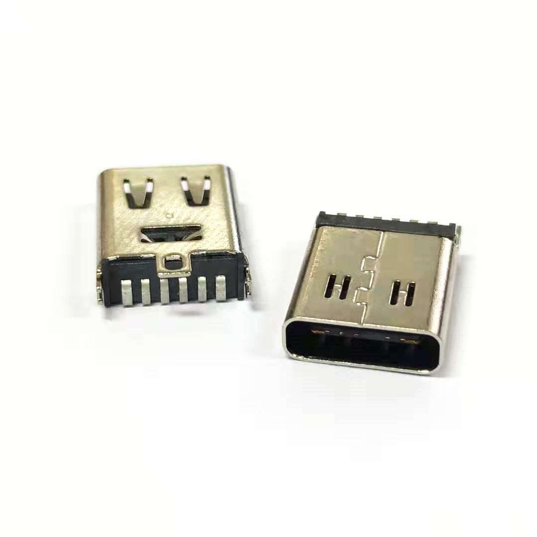 TYPE-C母座6p立式贴板SMT  L=10.0MM