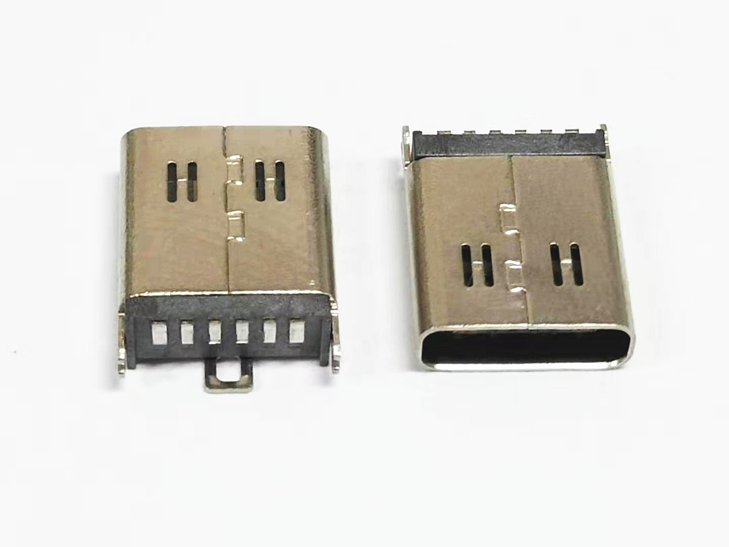TYPE C 6P母座 180度立贴 直立式SMT 3只脚