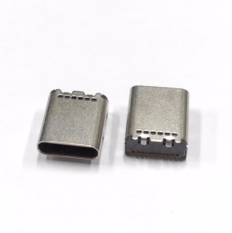 TYPE C 16P母座 10.0长板上四脚插板 单排针贴片