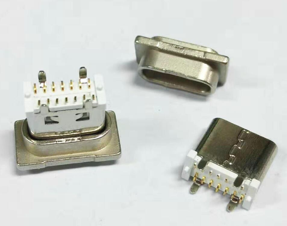 TYPE C 14P母座 直立式SMT 8.0H 180度立贴 可带外套