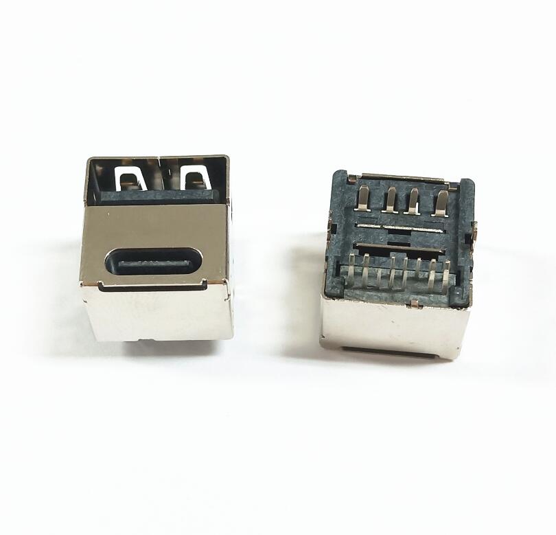 TYPE-C母座14P+USB AF单面双层180度直插