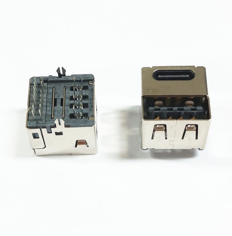 TYPE-C母座14P+USB AF单双面双层180度直插