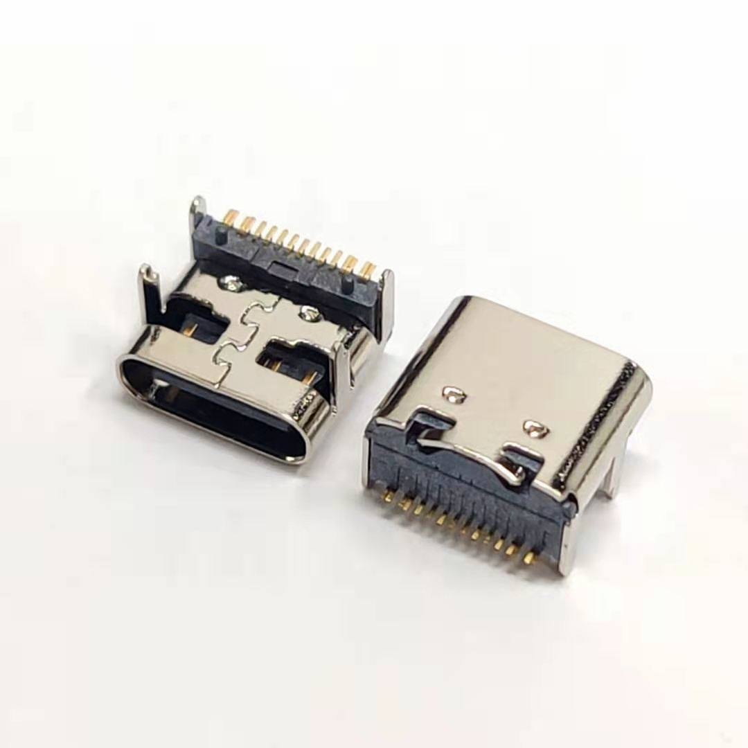 垫高TYPE-C 16P母座 加高H1.0mm 板上四脚卧式SMT