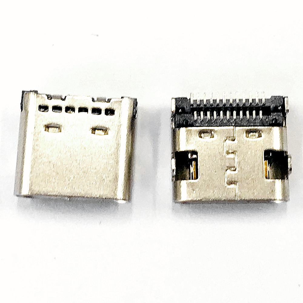 TYPE C 24P母座 板上四脚插板 双排SMT 六孔