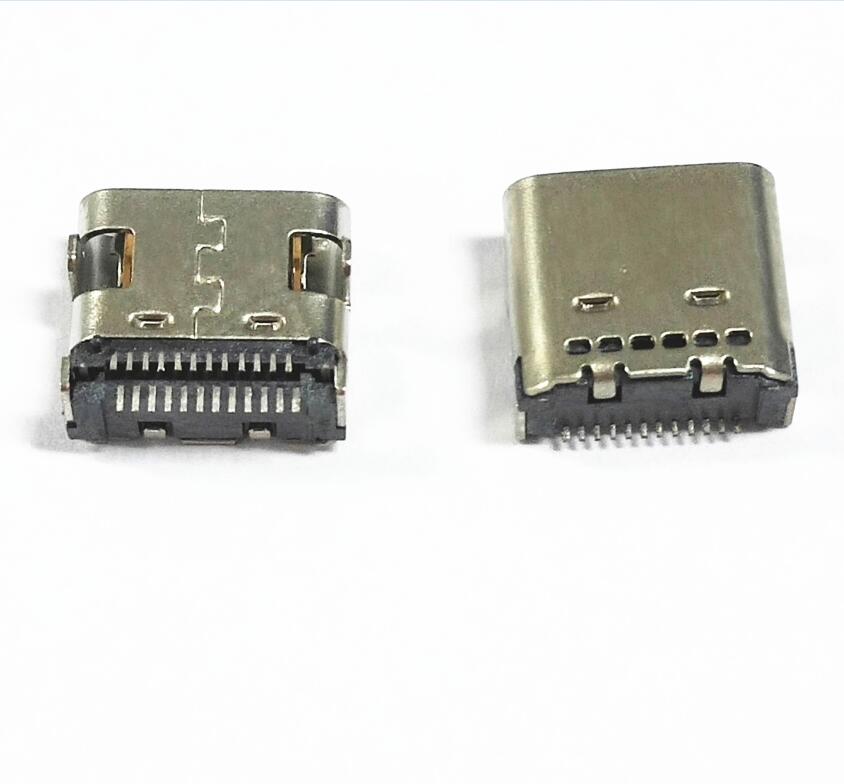 TYPE-C母座24P板上双排贴六孔