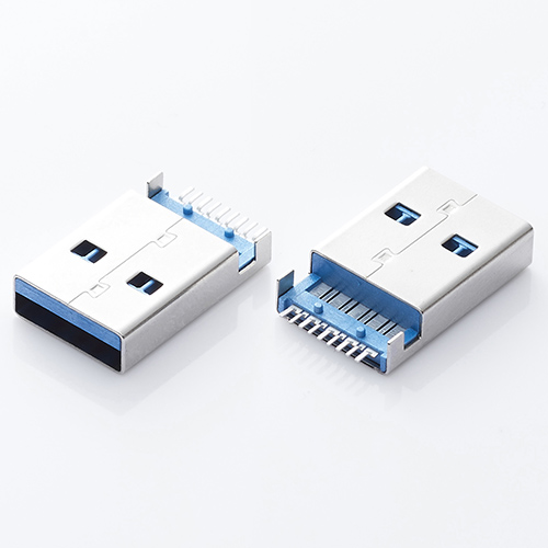 USB 3.0公头 9P沉板1.75两脚插板 针SMT 有柱