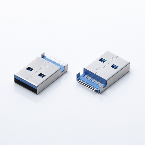 USB 3.0公头 9P沉板2.6H两脚插板 SMT无柱