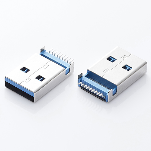 USB 3.0公头 9P沉板1.3H 沉板两脚直脚DIP+针贴片 无柱