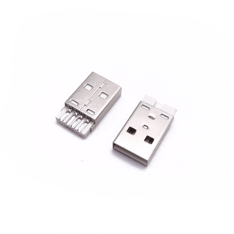USB 2.0公头 4P焊线式公头 加长公头 PBT白胶