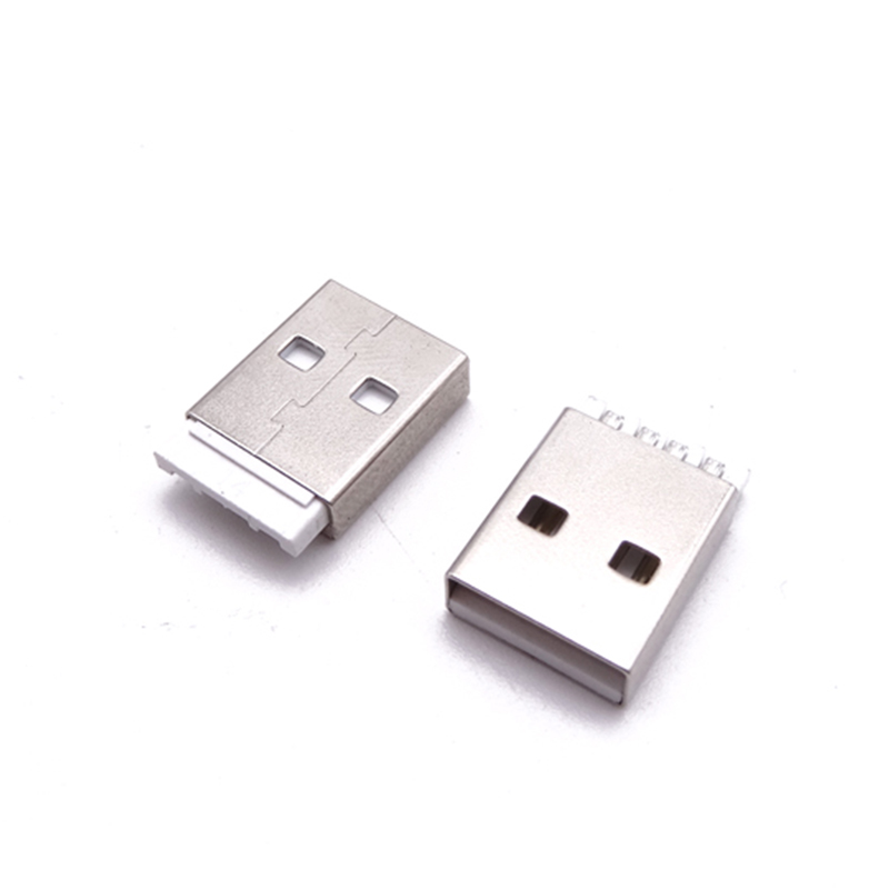 USB 2.0公头 短体焊线式 带台阶 卡点 白胶
