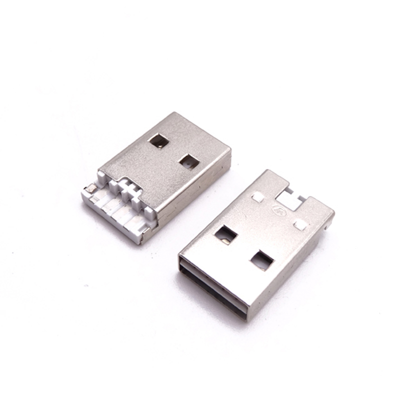 USB 2.0双面插公头 长体焊线式 带槽卡点 地脚
