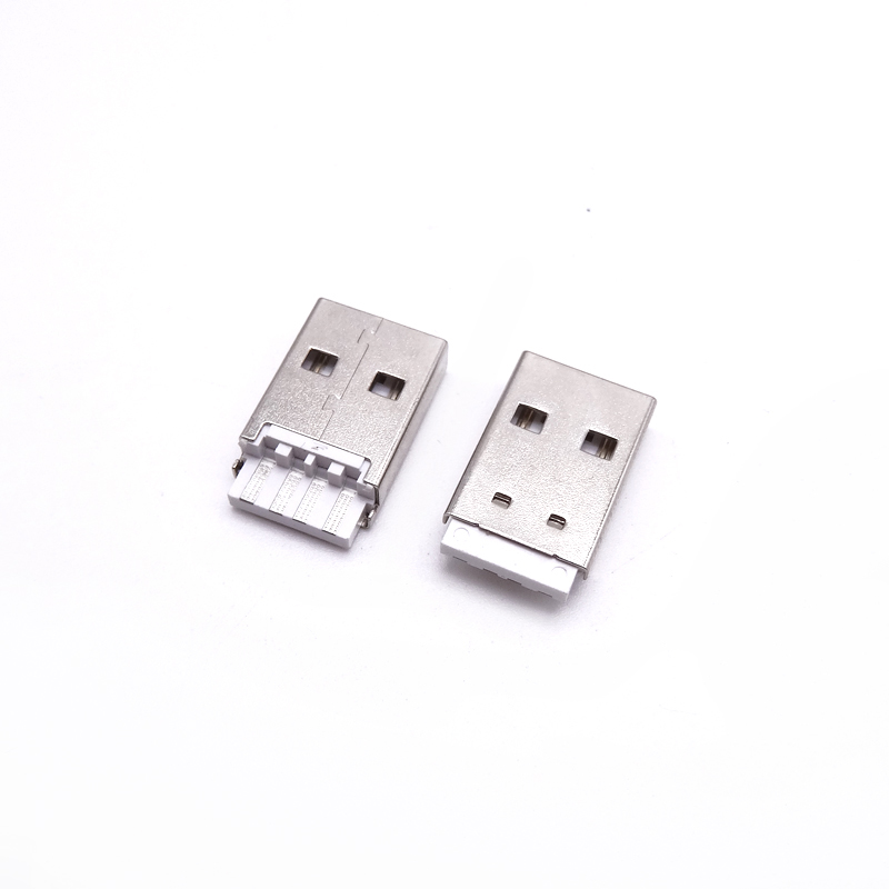 USB 2.0公头 双面插（不分正反）焊线式公头 带卡槽