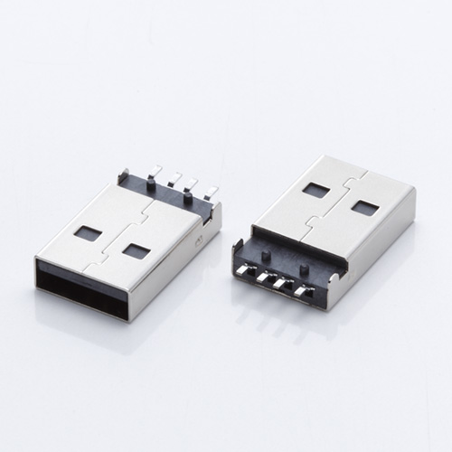 USB 2.0公头 A公沉板180度贴片 直脚有柱 黑胶