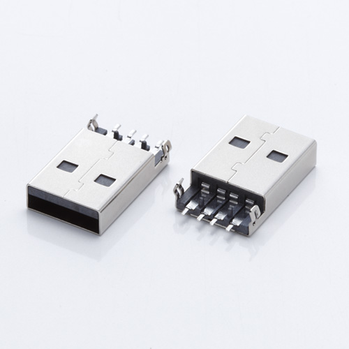 USB 2.0公头 A公沉板直脚180度贴片 无柱黑胶