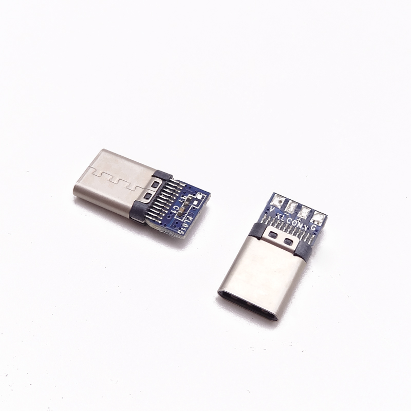 TYPE C 24P公头 铆压有缝 夹板式 带板2.0焊线式 USB3.1公头