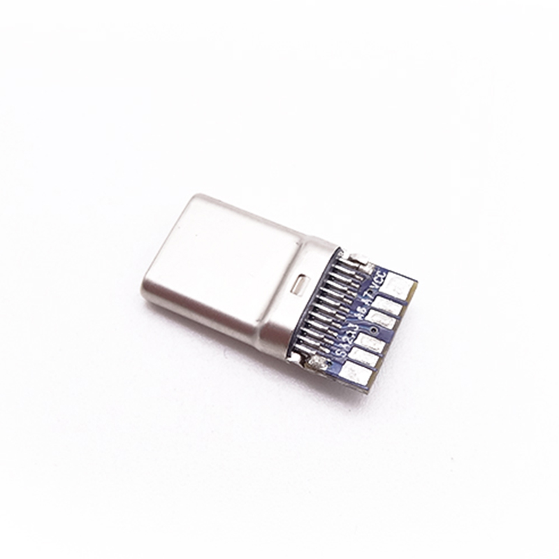 TYPE C 24P夹板公头 拉伸外壳 一体成型 3.0板焊线式