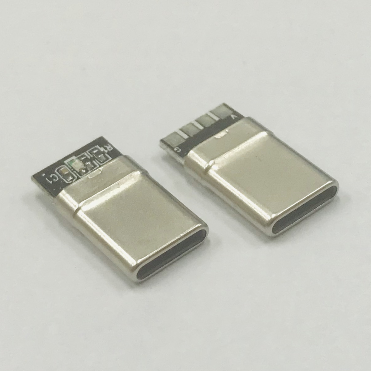 TYPE C 24P公头 夹板焊线式公头带板 4P 带灯电容电阻
