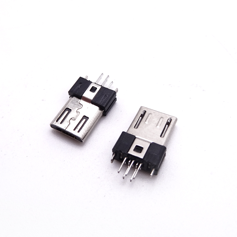 MICRO USB 5P公头 双排夹板式 带双地脚 带弹带卡勾