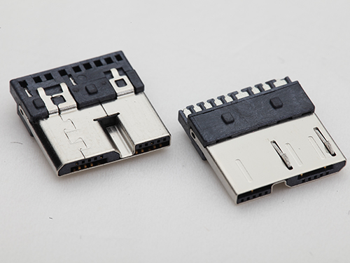 MICRO USB3.0公头 9P焊线式 带塑胶卡点 带卡勾
