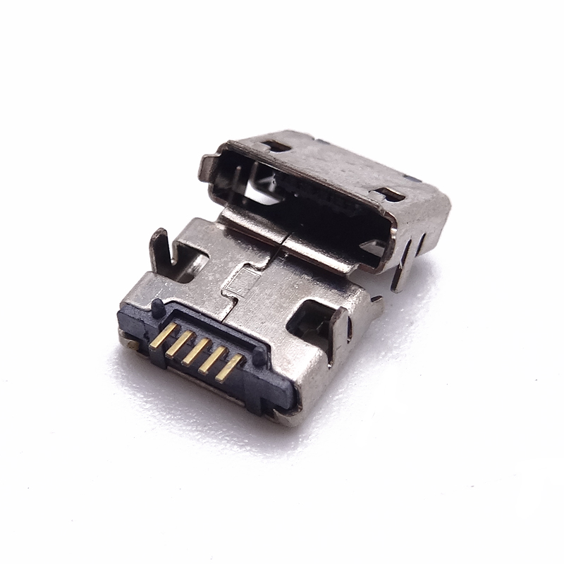 MICRO USB 5P母座AB型口 7.2/7.15插脚 有柱针加长0.75 卷边