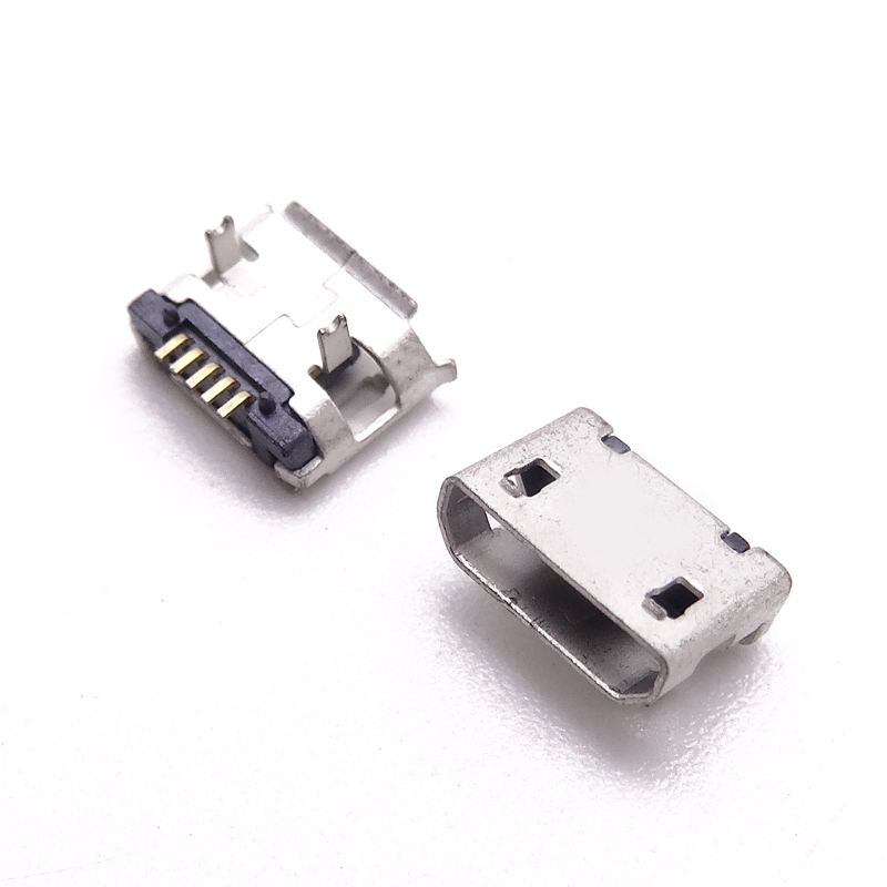 MICRO USB 5P母座 5.9/5.65脚长1.25 有柱卷边