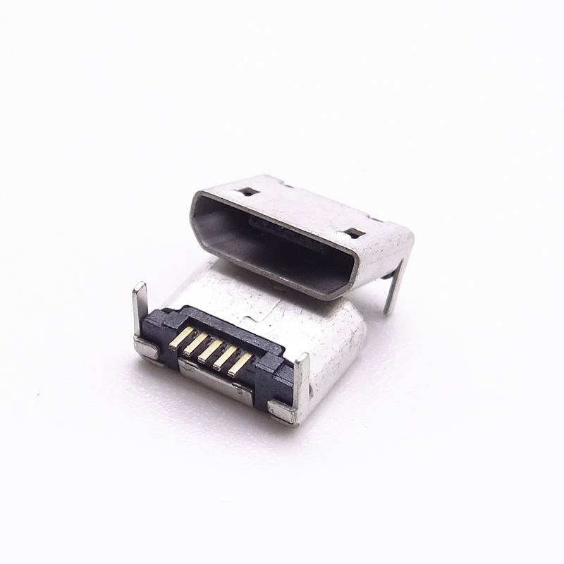 MICRO USB 5P母座 7.2脚长1.2 后两脚插板 无柱直边/无导位