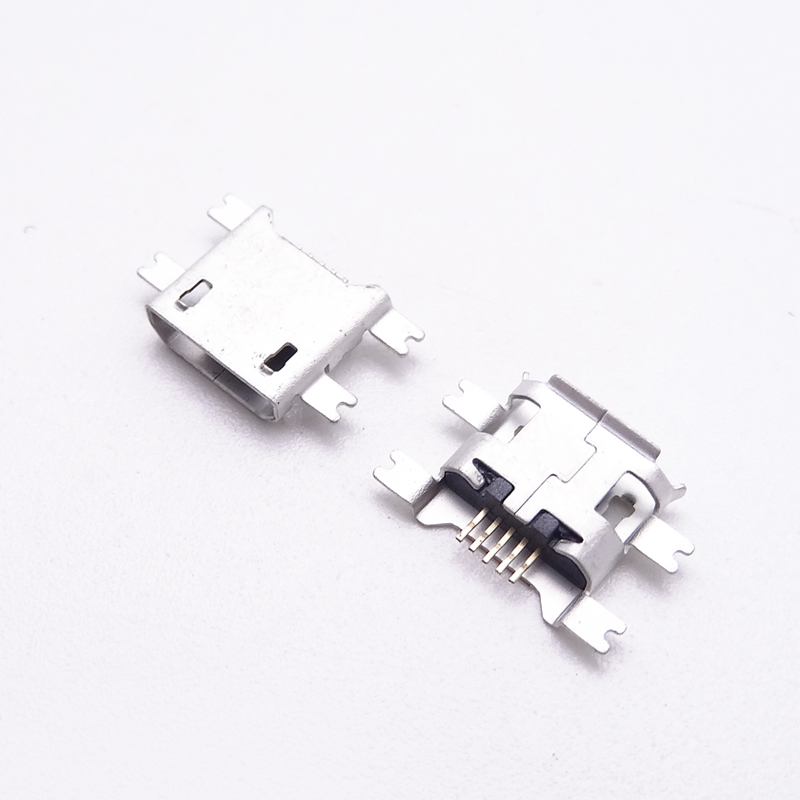 MICRO USB 5P母座 沉板1.6四脚全贴 直边SMT