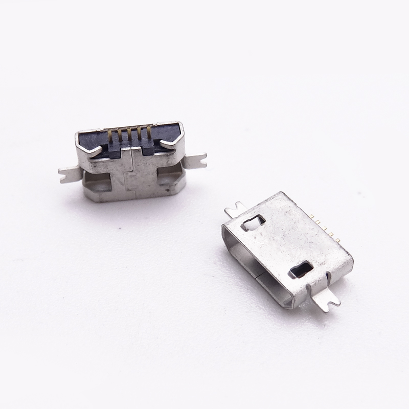MICRO USB 5P母座 沉板1.6/1.0 SMT 两脚全贴 直边