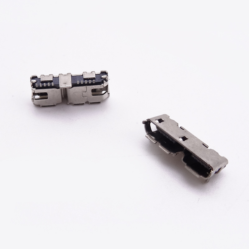 MICRO USB 3.0母座 10P 90度三脚插板 SMT 卷边