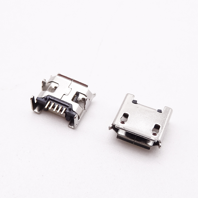 MICRO USB 5P母座 7.2四脚插板 脚长1.5 有柱卷边