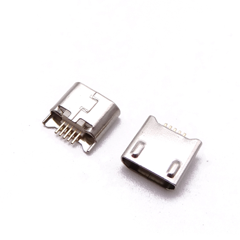 MICRO USB 5P母座 沉板1.2贴板SMT 无脚无边带凸包