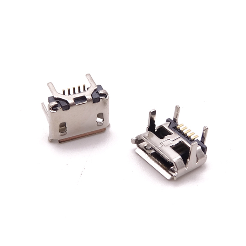 MICRO USB 5P母座 牛角外 2.0(7.2-4.85)加长0.3无柱 卷边