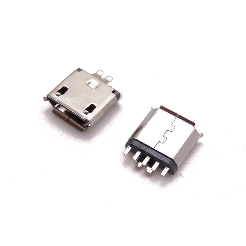 MICRO USB 5P母座 夹板0.8 焊线式 卷边