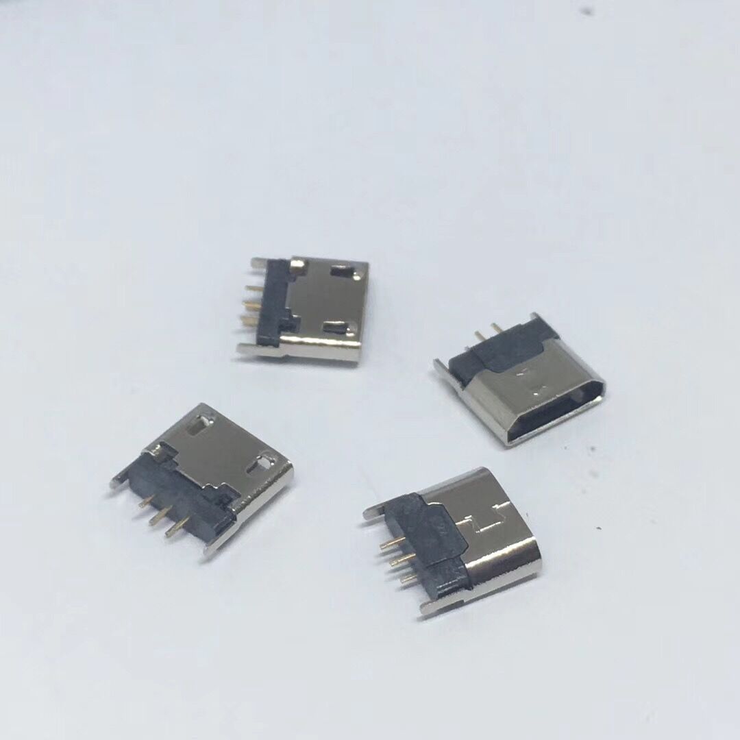 MICRO USB 5P母座 180度立插 垫高6.3H 加高1.3 带防尘盖