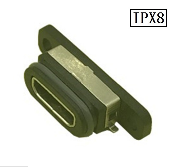 MICRO USB 5P防水母座 IPX8防水等级 带螺孔全贴