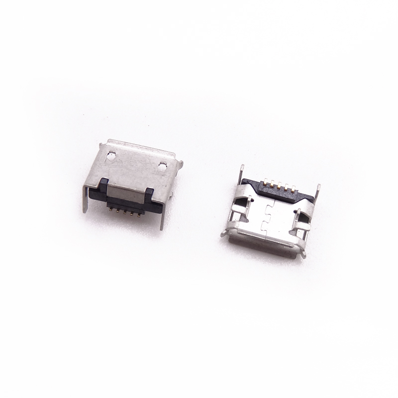 MICRO USB 5P母座 垫高0.9前贴后插 六脚 卷边
