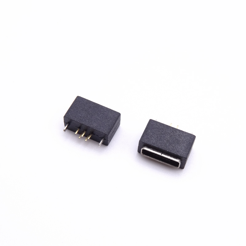 MICRO USB 5P母座 防水MICRO母座 180度直脚立插黑胶