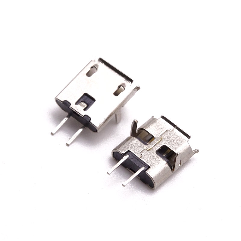 MICRO USB 2P母座 卧式90度插板 针SMT贴片 卷边