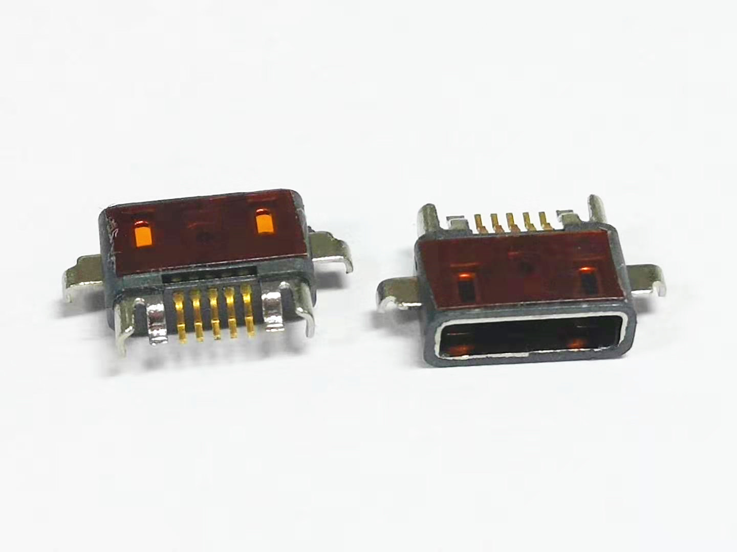 MICRO USB 5P防水母座 沉板前插后贴 贴麦拉编带