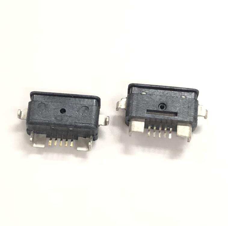MICRO USB防水母座 90度沉板四脚插板 B型全塑