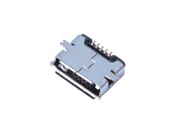 MICRO USB母座 B型两脚全贴 有柱 卷边无焊盘