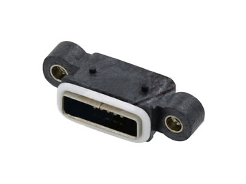 MICRO USB 5P防水母座 板上贴片 带耳带螺 有柱
